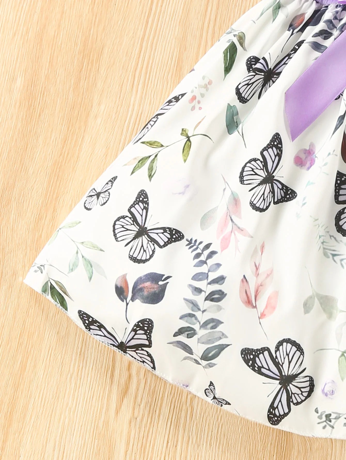 Girls 3-7 Years Old Summer Sweet Casual Ruffled Butterfly Flower Print