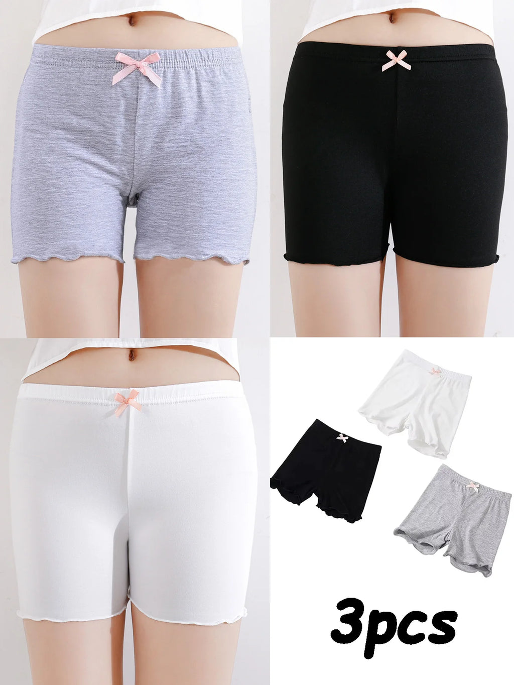 3 Pcs/Pack Summer Girls Shorts Kids Safety Pants Adorable Underwear Clothes Children Cute Bow Short Underpants for Young Girls