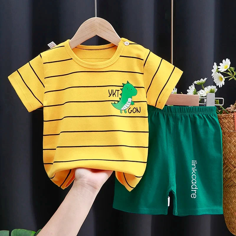 Kids Clothes Set Baby BoyGirl T-Shirt + Shorts Summer Clothing Cotton Cartoon Casual Boys Tracksuit Children Baby Clothes Set