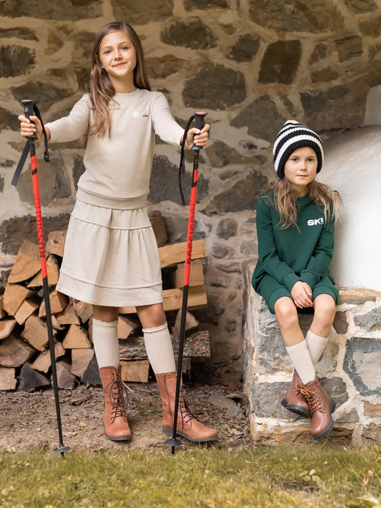 AP 2025 AW Ski collection kids boys girls cotton casual embroideried letter print sporty family matching clothes dress set shirt