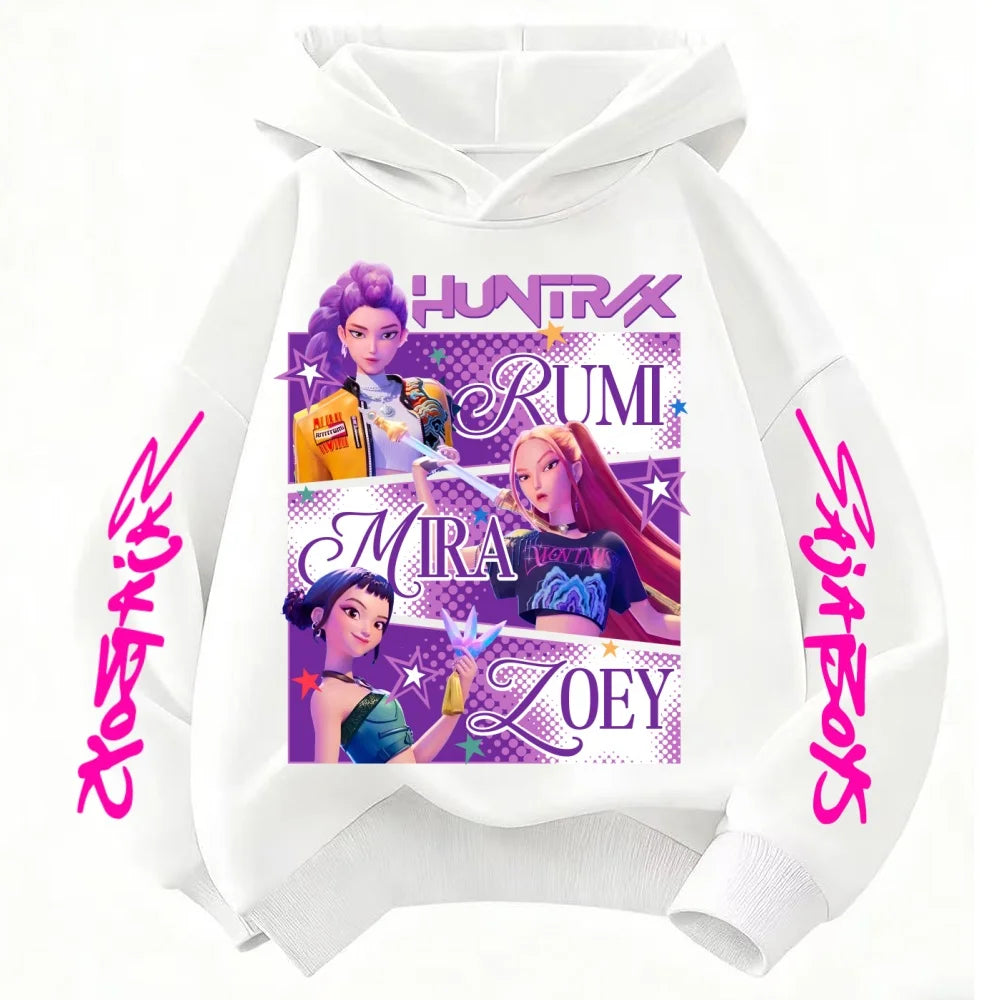 KPop Demon Hunters Huntrix Hoodie Kids Clothes Princess Girls Clothing Fashion Boys Clothes Spring Autumn Sweatshirt Child Tops