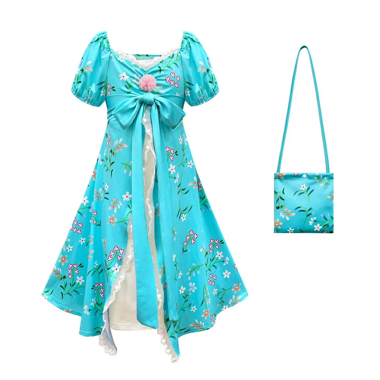 Anime Cosplay Kids Clothes Girls Movie Enchanted 2 Giselle Cosplay Princess Dresses Children Bubble Sleeve Bow Elegant Vest 72th