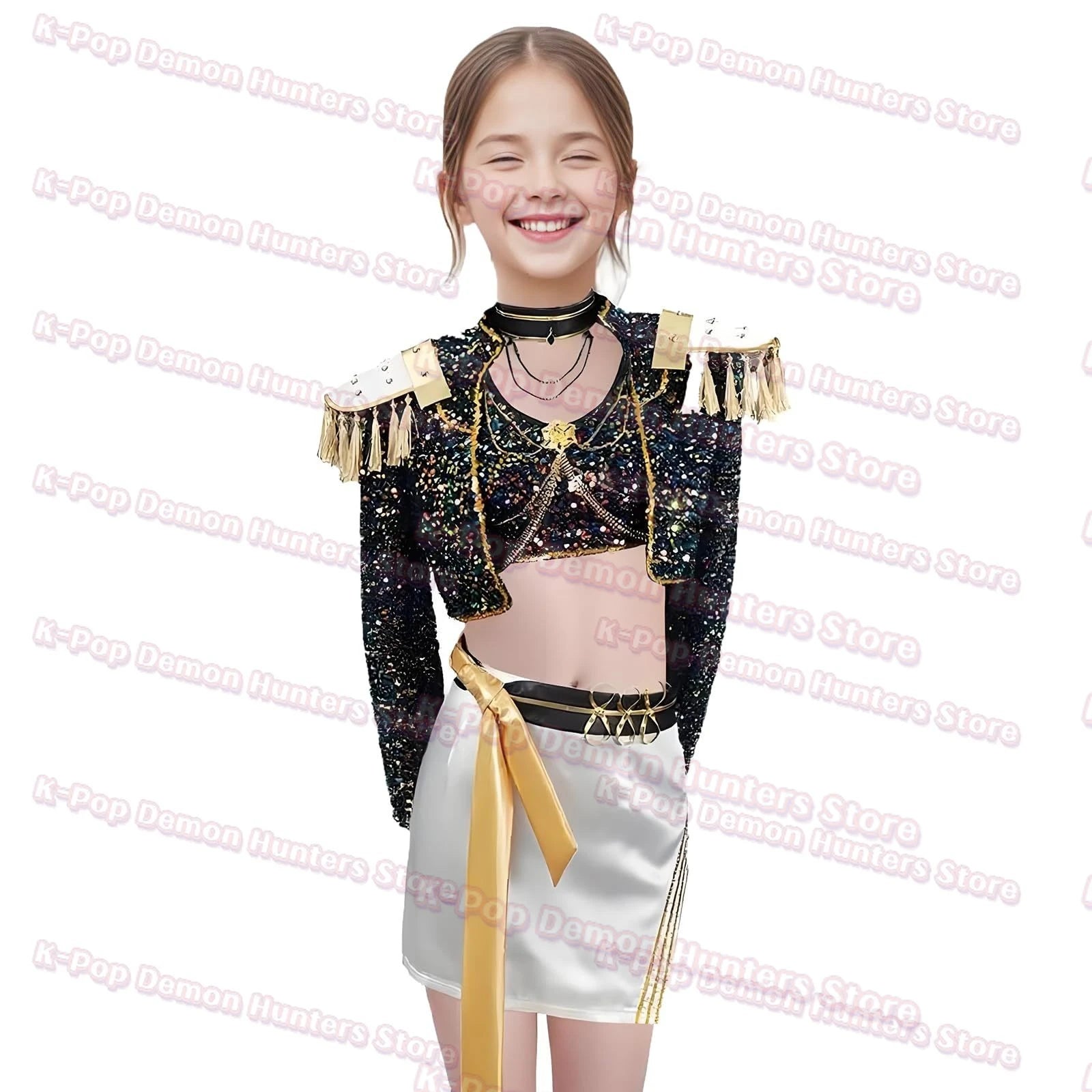 Huntrix K-Pop Mira Rumi Zoey Demon Hunters 2 Style Black White Outfit Kids Stage Cosplay Clothes Costume Halloween Girl Group