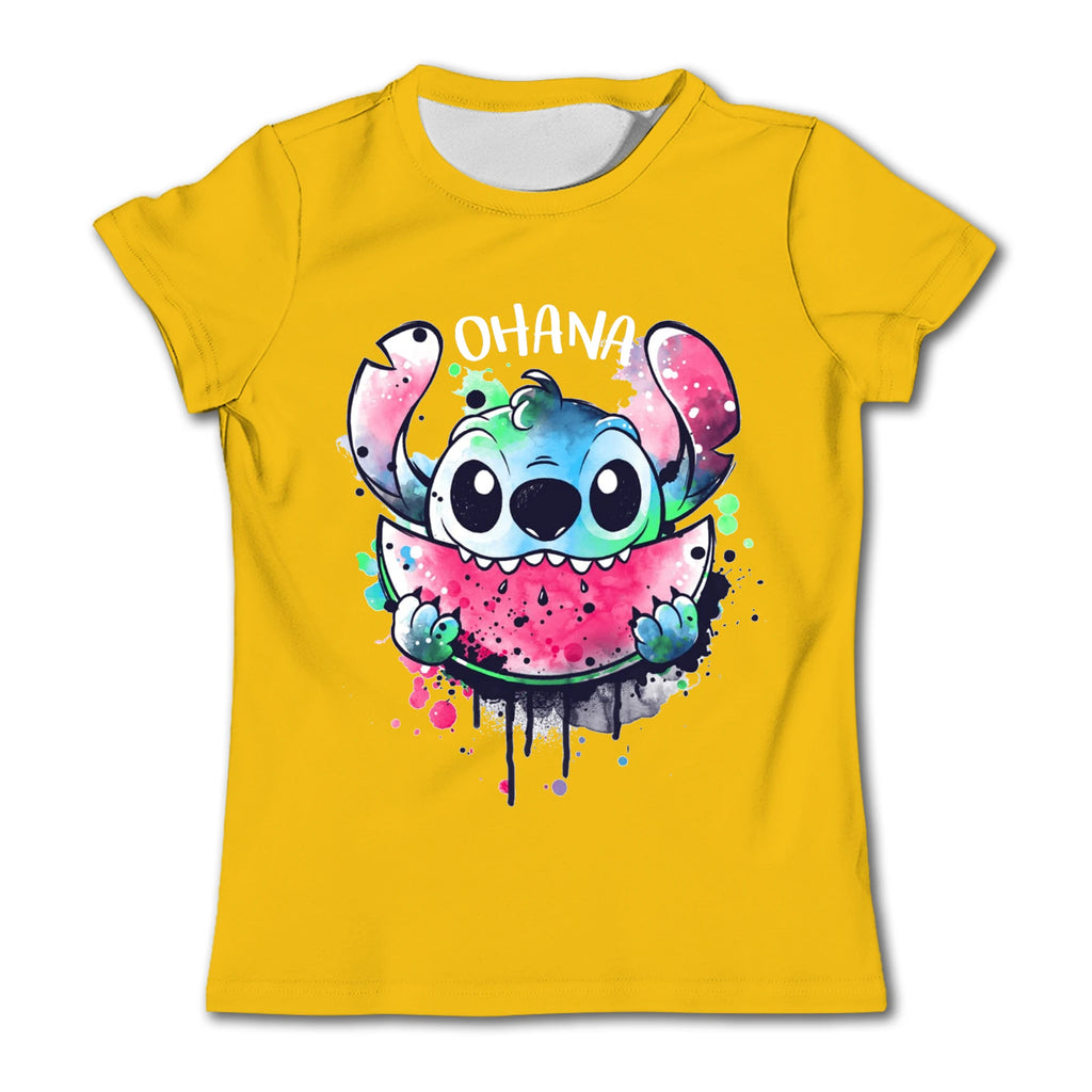 Girls Kawaii Stitch T-shirt Child Girl Clothing Toddler Tees Children Clothes 2024 Summer Short Sleeve Kids Boy Cartoon Tee Tops