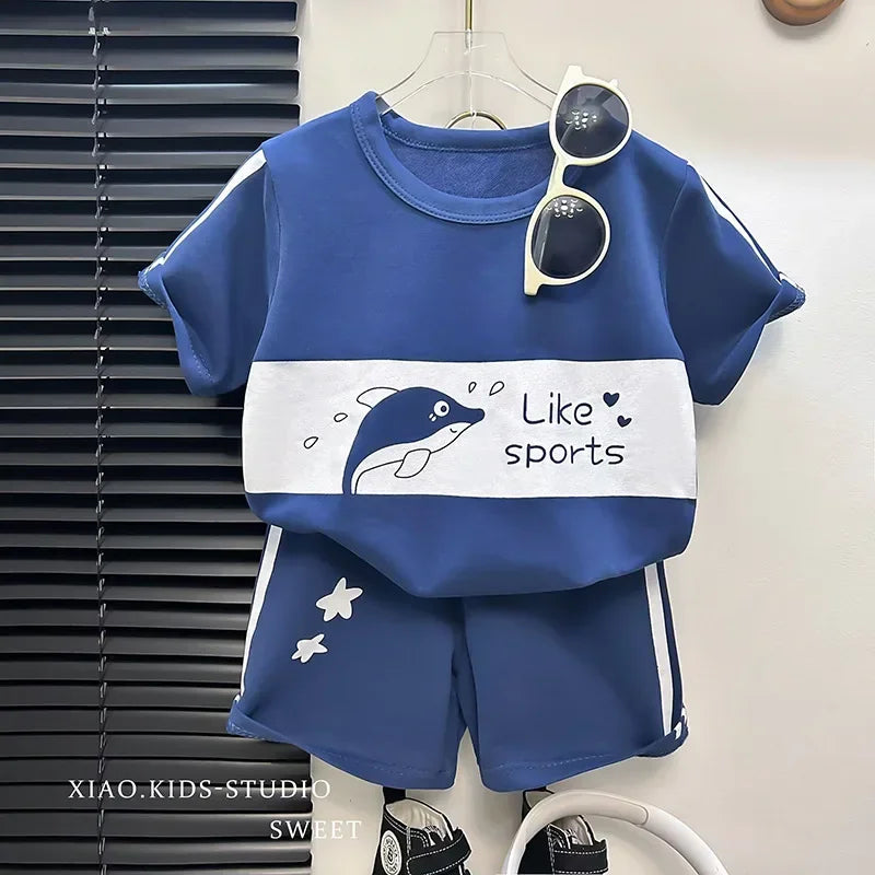 Kids Clothes Cotton Set Short Sleeve Suit Baby Girls Boys Set Summer Tops +short Children's Wear 2024 New