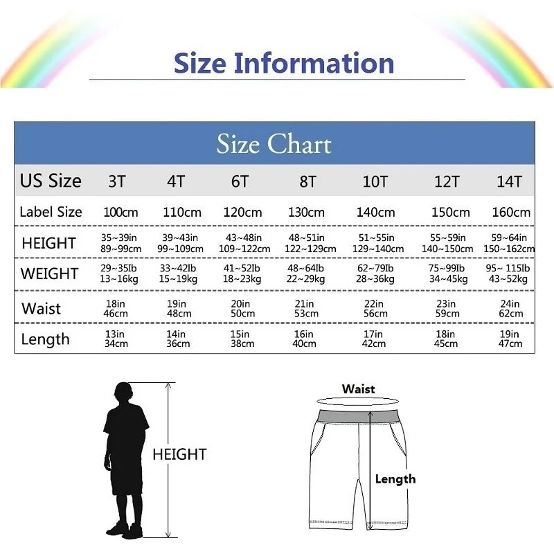 Teen Boys School Sports Shorts Astronaut Cartoon Short Pants Children Summer Cotton Sweatpants Loose Clothes 3-14T