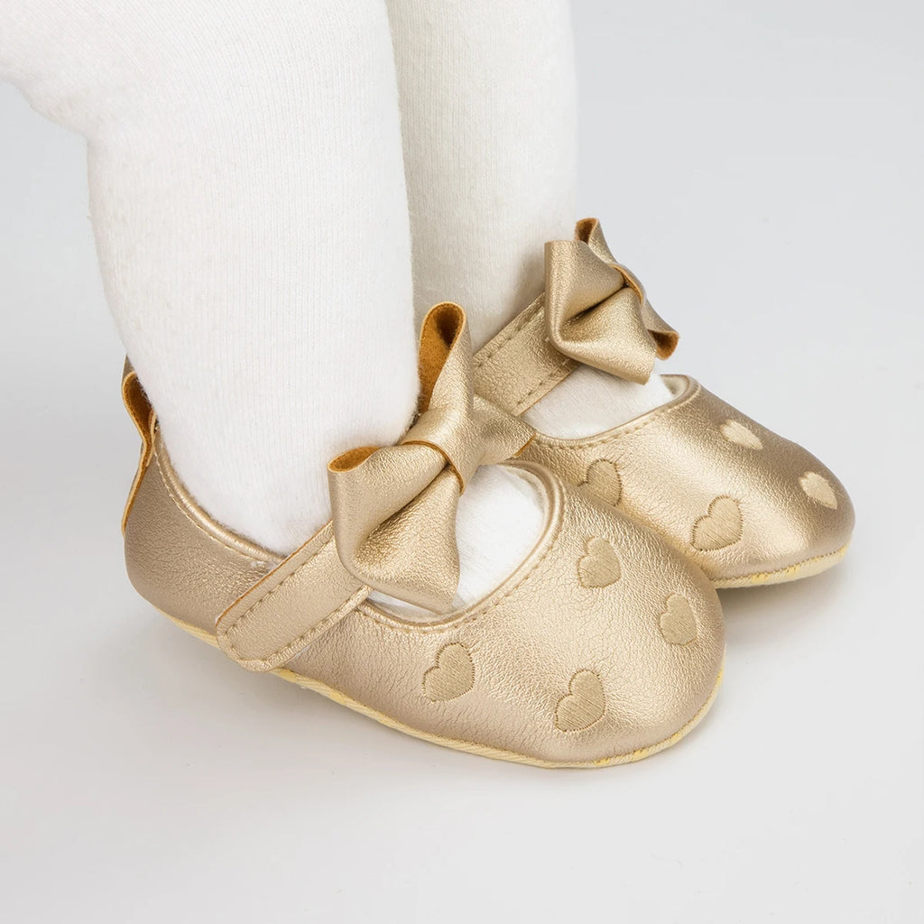 KIDSUN 2021 New Baby Girl Shoes Infant Toddler Princess Dress PU Non-slip Flat Soft-sole Cute Bow-knot First Walkers Newborn