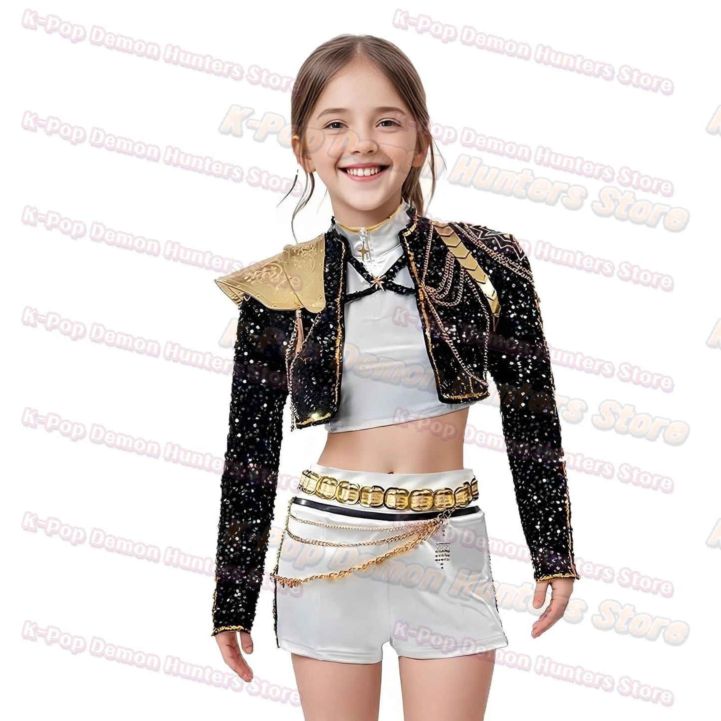 Huntrix K-Pop Mira Rumi Zoey Demon Hunters 2 Style Black White Outfit Kids Stage Cosplay Clothes Costume Halloween Girl Group