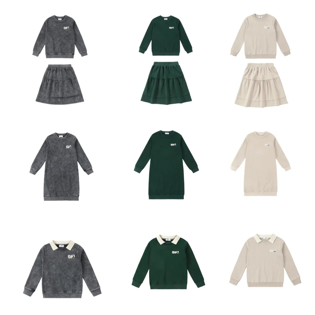 AP 2025 AW Ski collection kids boys girls cotton casual embroideried letter print sporty family matching clothes dress set shirt