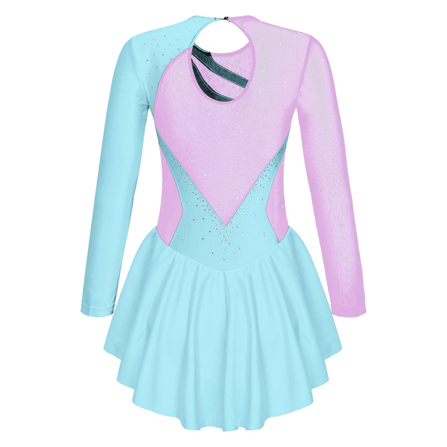 Kids Girls Ballet Tutu Dress Gymnastics Leotard Dance Wear Long Sleeve Rhinestone Figure Skating Costume Ballerina Party Dresses