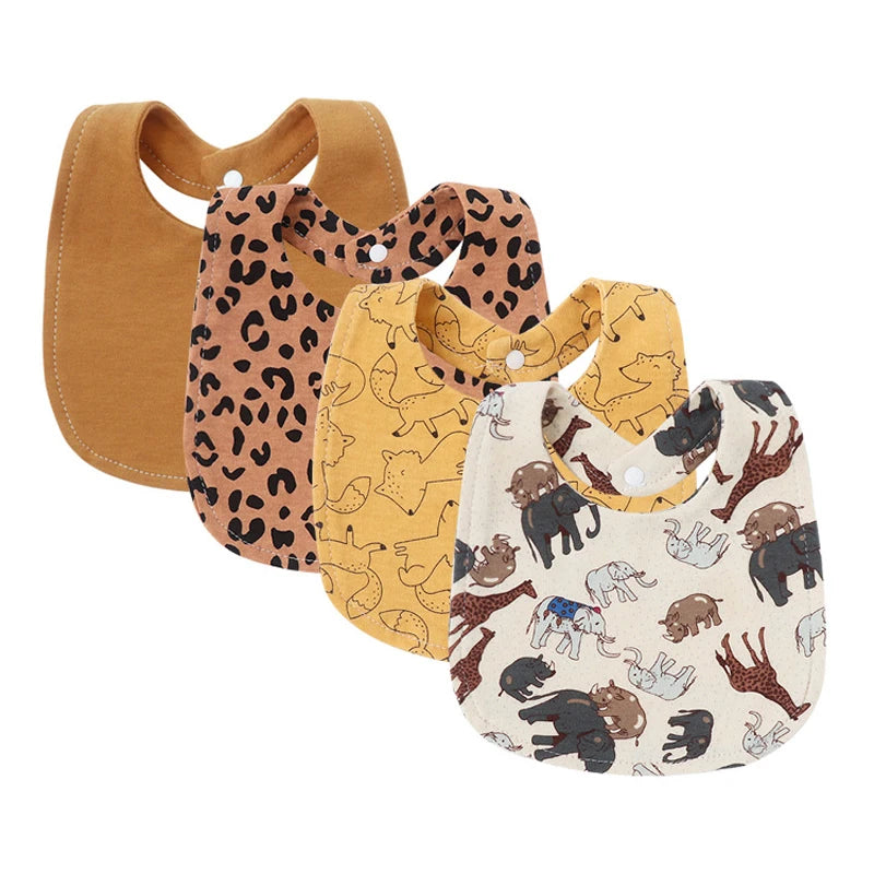 4Pcs Baby Bibs Burp Clothes Cartoon Newborn Saliva Towels for Girls Boys Cotton Kids Apron Infant Accessories Toddler Bibs Set