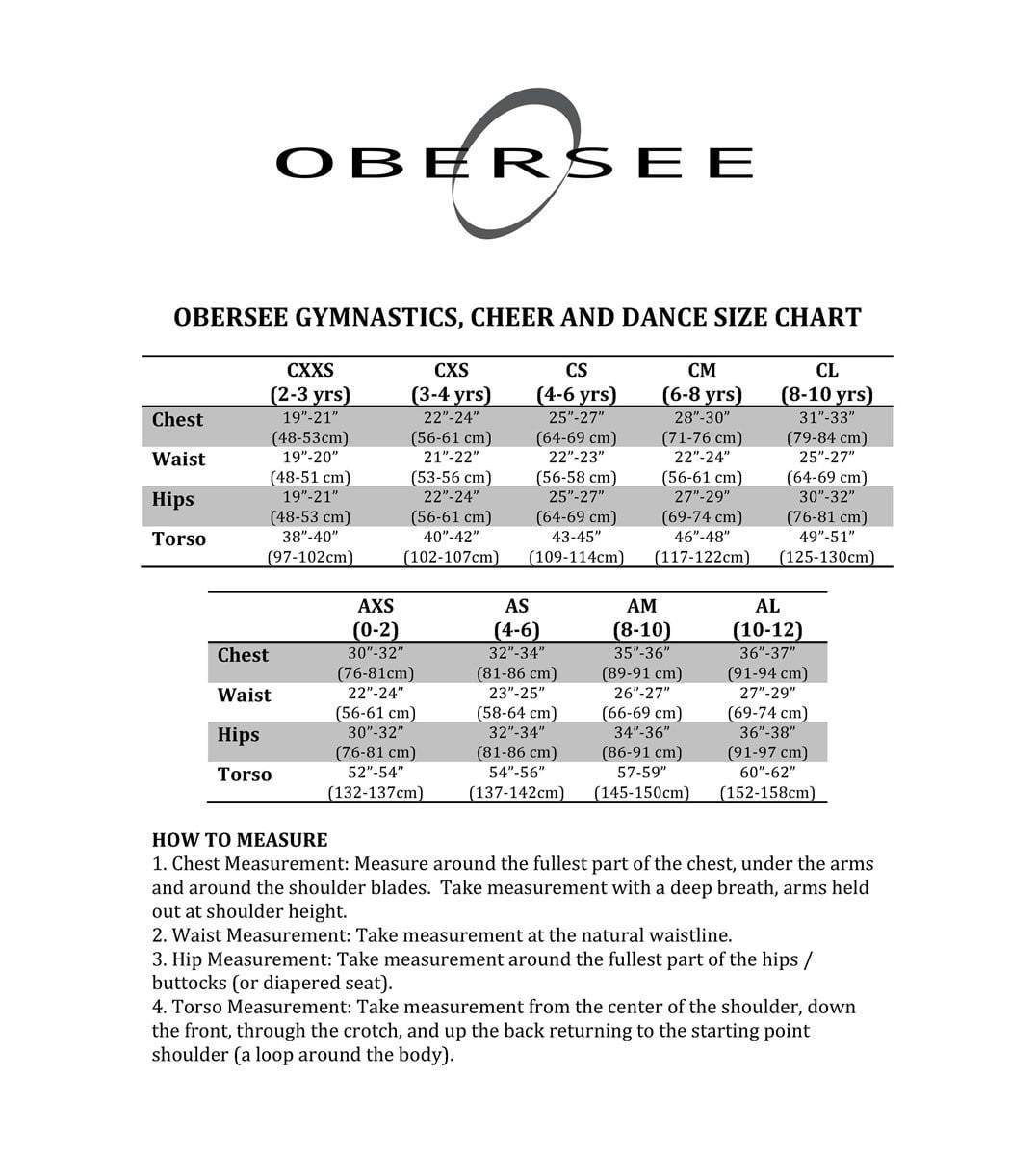 O3GS005 Obersee | Gymnastics Shorts for Girls | Girls' & Women's Sizes