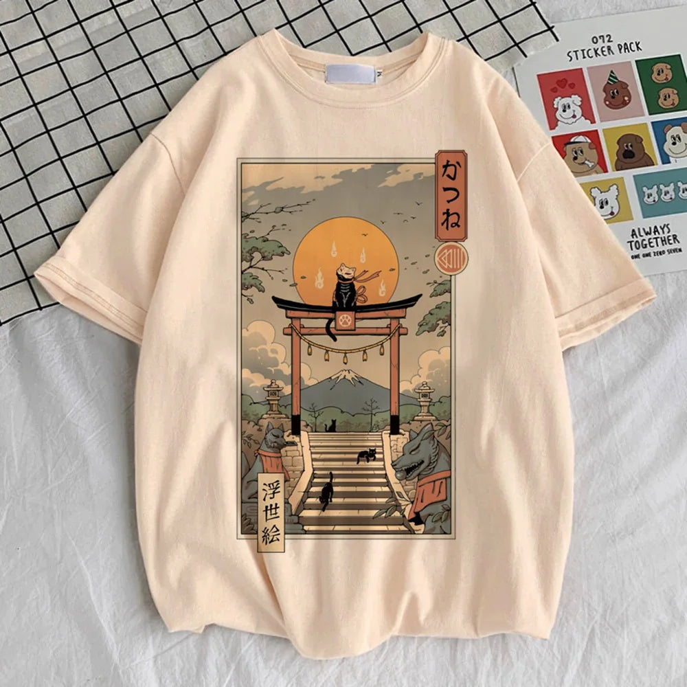 Funny Cat t shirt teen 2000s Retro Punk Pastel hip hop anime tshirt aesthetic Graphic anime harajuku korean clothes hip hop