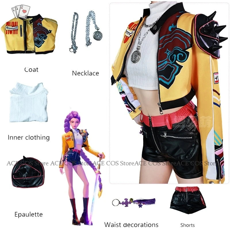 Huntrix K-Pop Mira Rumi Zoey Demon Hunters Stage Cosplay Clothes Costume Wig Halloween Women Girl Group Idol Roleplay Kid Outfit