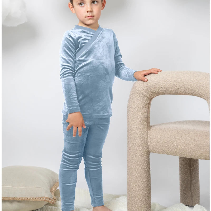 AS 2025 Autumn Soft Wrap Velvet pjs kids clothes baby footie teen nightgown
