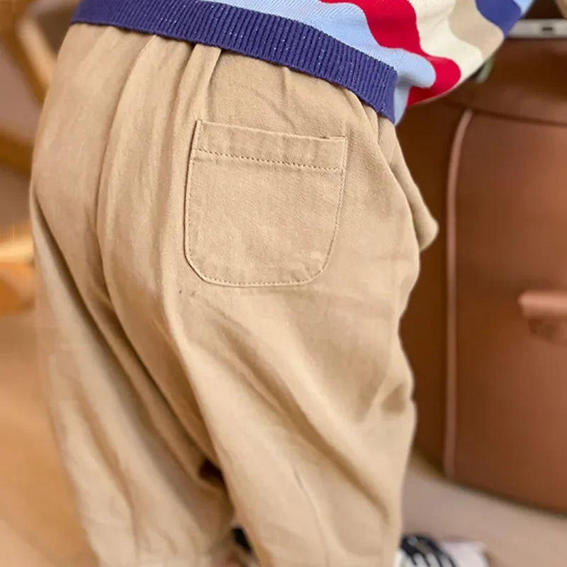 Solid Boy Kids Fashion Trousers Toddler Clothes Summer Spring Baby  Pocket Ankle Length Loose Girl Children Casual Pants