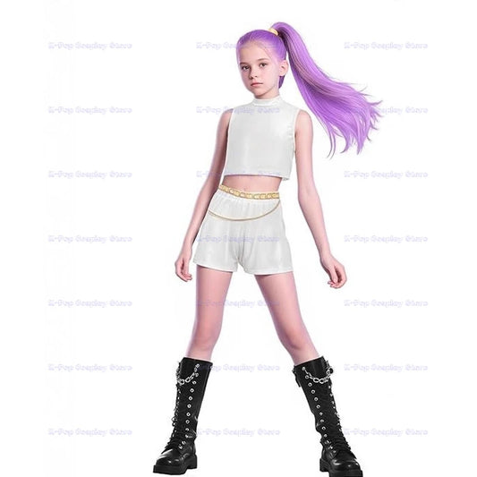 ‌‌‌Anime Kpop Demon Hunter Cosplay Rumi Zoey Mira Cosplay Full Suit Kids Girls Style Kids Stage Performance Clothes Halloween