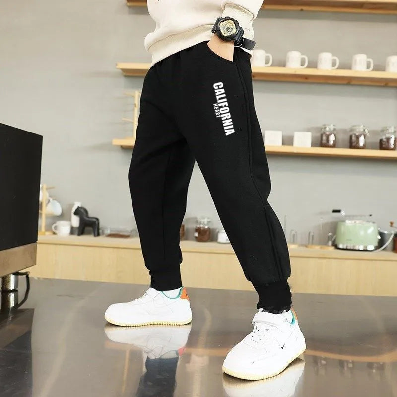 Kids California Letter Print Sweatpants Elastic Waist Thin Pencil Trousers Boys Teens Sports Casual Clothes Autumn Spring