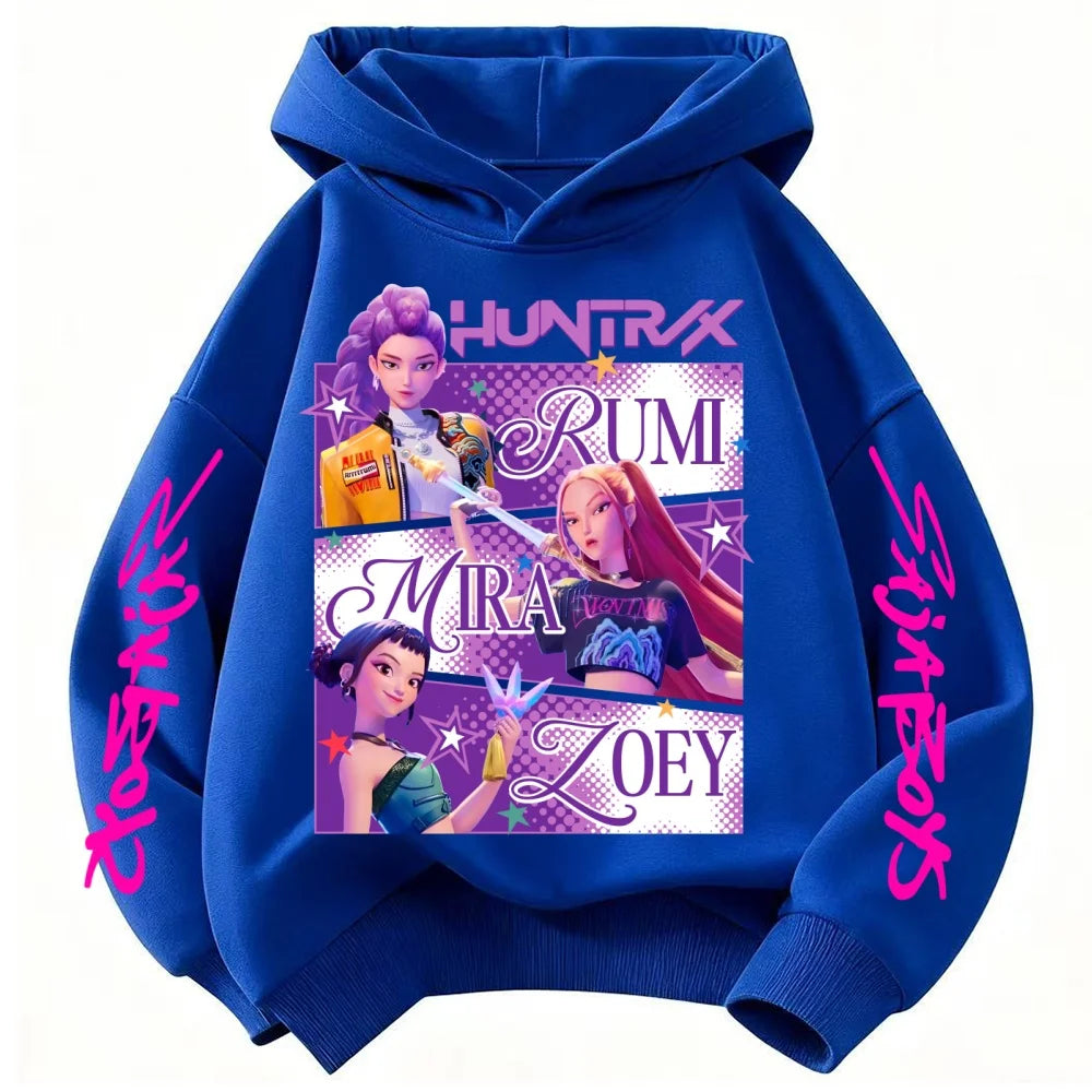 KPop Demon Hunters Huntrix Hoodie Kids Clothes Princess Girls Clothing Fashion Boys Clothes Spring Autumn Sweatshirt Child Tops