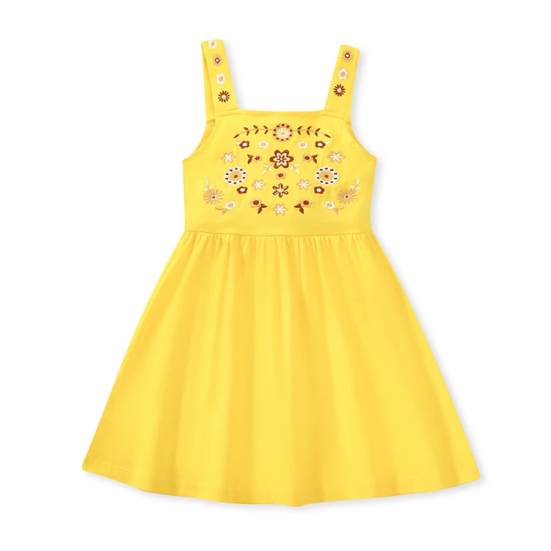 Little maven Summer Dress Toddler Baby Girls Clothes Cotton Purple Embroidery Flowers Sleeveless Dress Children's Clothing