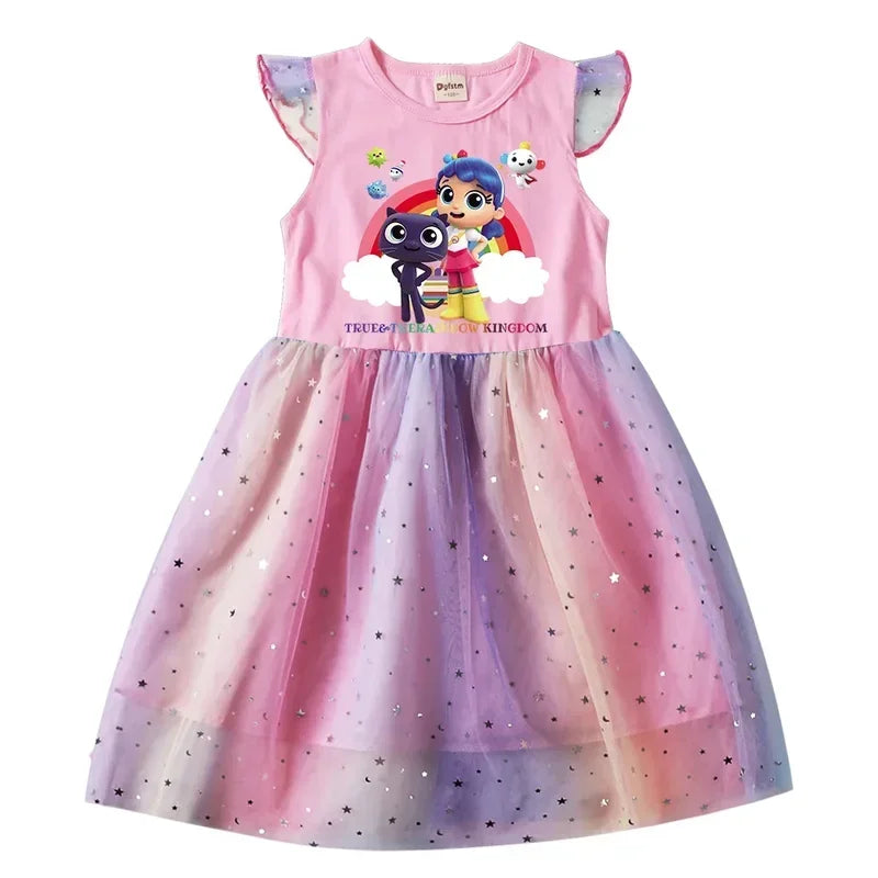 Cosplay True And The Rainbow Kingdom Clothes For Baby Girls Summer Short Sleeve Dresses Kids Cartoon Dress Children Cartoo Anime