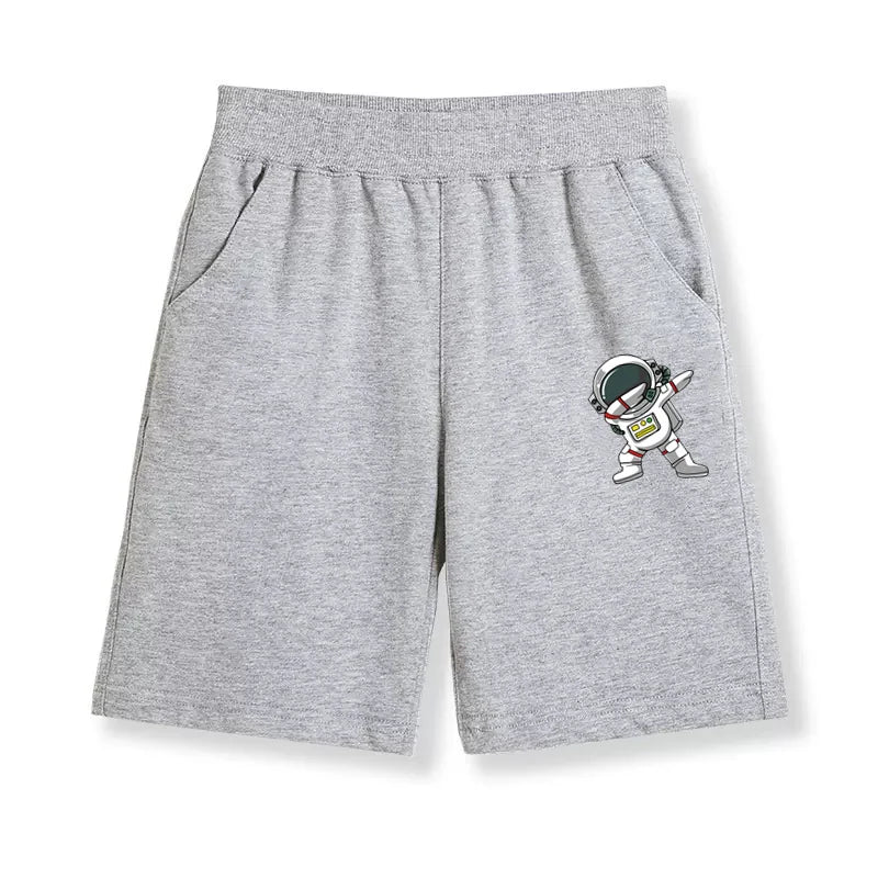 Teen Boys School Sports Shorts Astronaut Cartoon Short Pants Children Summer Cotton Sweatpants Loose Clothes 3-14T