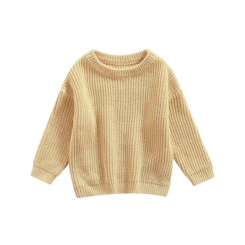 Suefunskry Newborn Baby Girl Boy Knitted Long Sleeve Autumn Winter Sweater Solid Loose Pullover Casual Tops Kids Clothes 3M-5Y