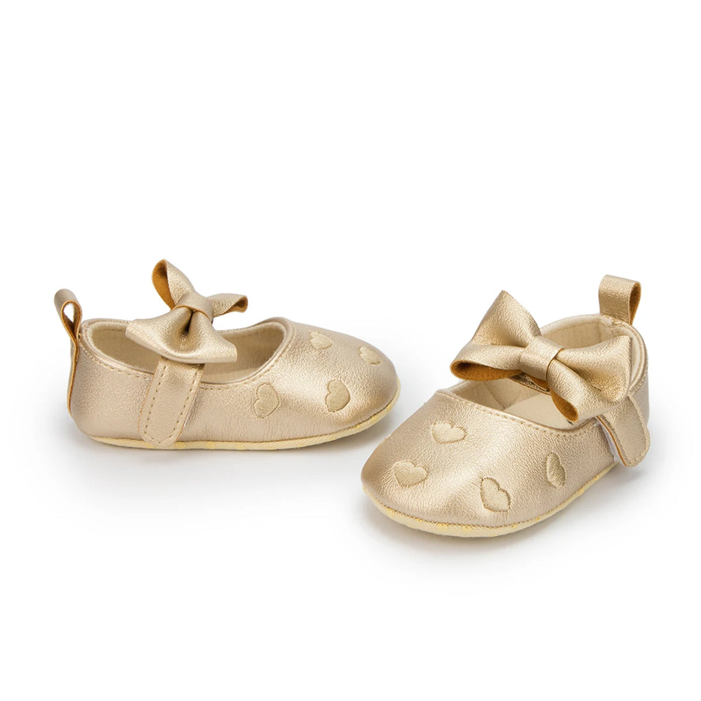 KIDSUN 2021 New Baby Girl Shoes Infant Toddler Princess Dress PU Non-slip Flat Soft-sole Cute Bow-knot First Walkers Newborn