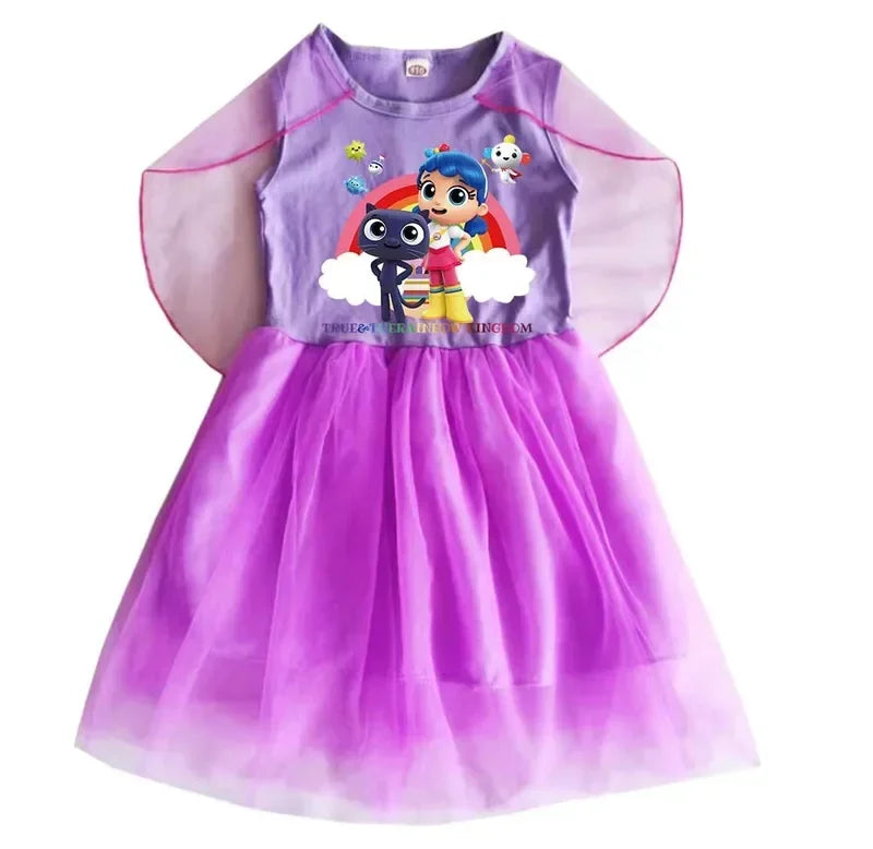 Cosplay True And The Rainbow Kingdom Clothes For Baby Girls Summer Short Sleeve Dresses Kids Cartoon Dress Children Cartoo Anime