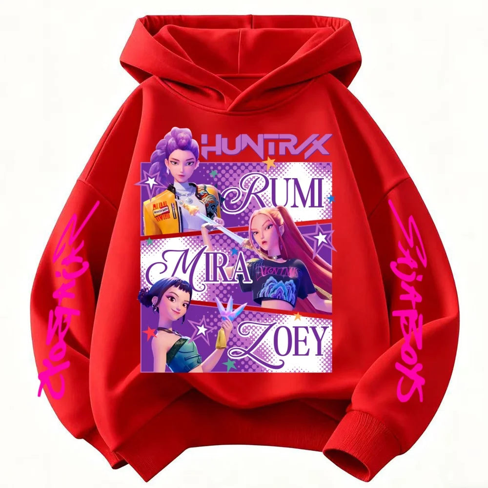 KPop Demon Hunters Huntrix Hoodie Kids Clothes Princess Girls Clothing Fashion Boys Clothes Spring Autumn Sweatshirt Child Tops