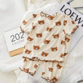 Bear Leader Summer Fashion New Short Sleeve Round Neck Flower Printed T-shirt Top+Pants 2 Piece Set Kids Casual Home Clothes