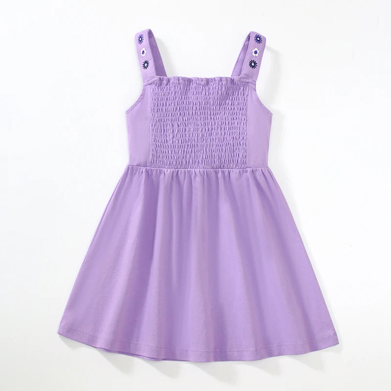 Little maven Summer Dress Toddler Baby Girls Clothes Cotton Purple Embroidery Flowers Sleeveless Dress Children's Clothing