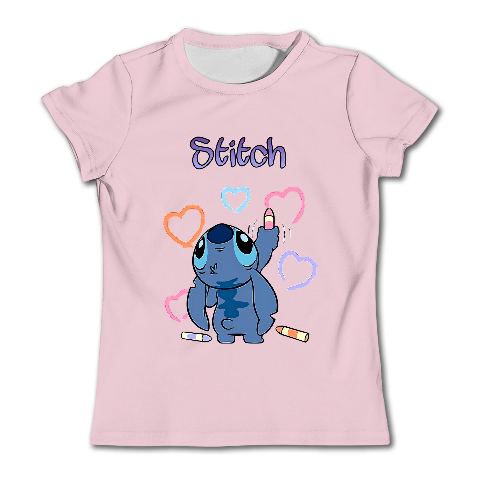 Girls Kawaii Stitch T-shirt Child Girl Clothing Toddler Tees Children Clothes 2024 Summer Short Sleeve Kids Boy Cartoon Tee Tops