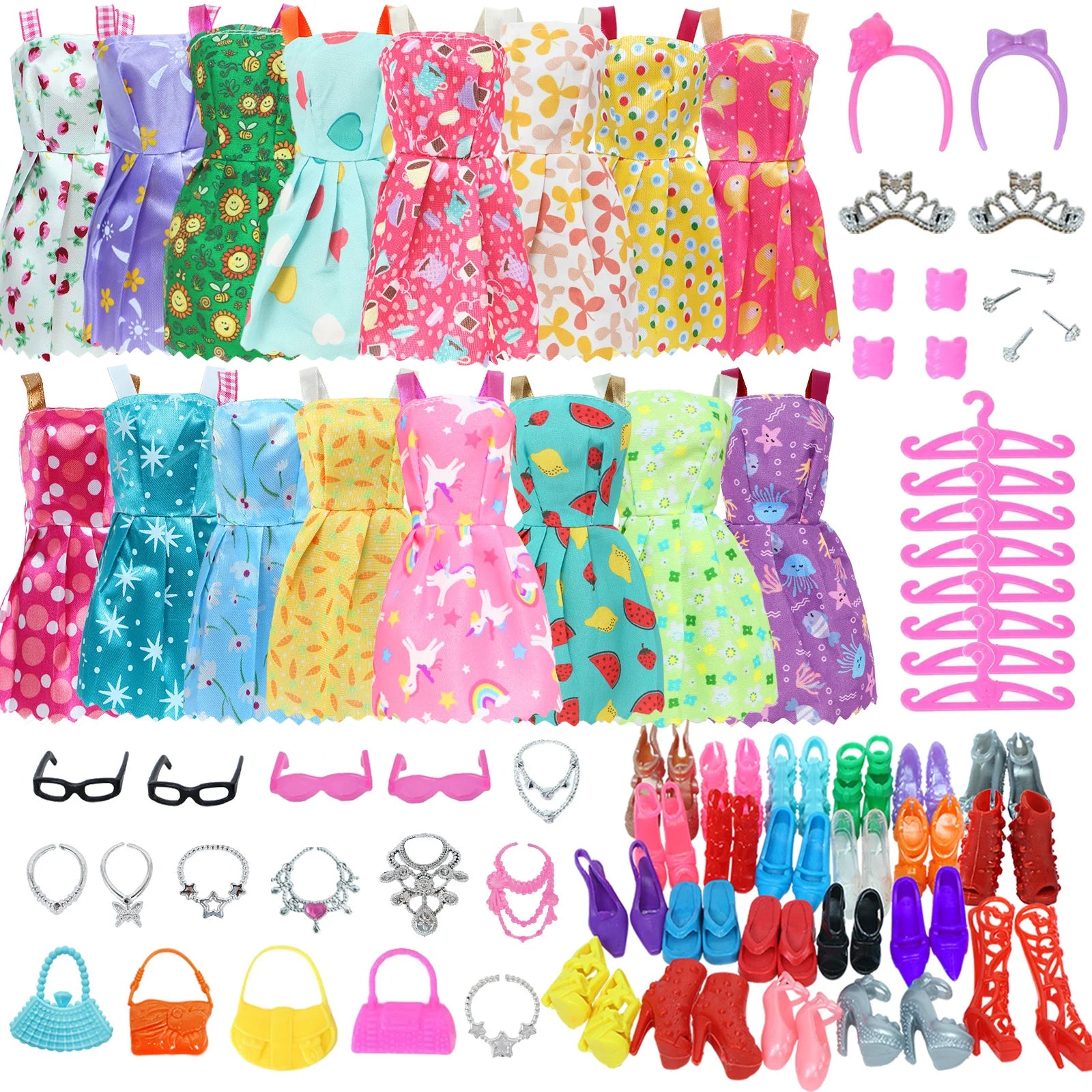 Random Doll Accessories Mini Dress Shoes Boots for 11.5'' Doll 30cm Handbags Crowns Hangers Glasses Doll Outfit Clothes Kids Toy