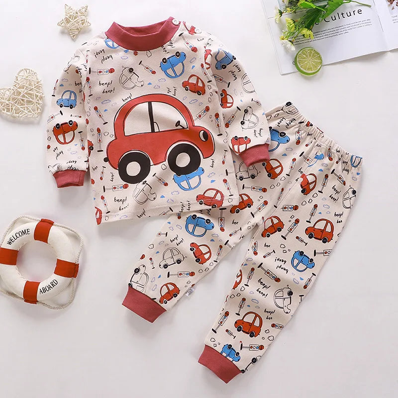 2024 New Baby Cotton Home Clothes Children's Class Suit Boys Girls Pajamas Kids Long T-shirt + Pants