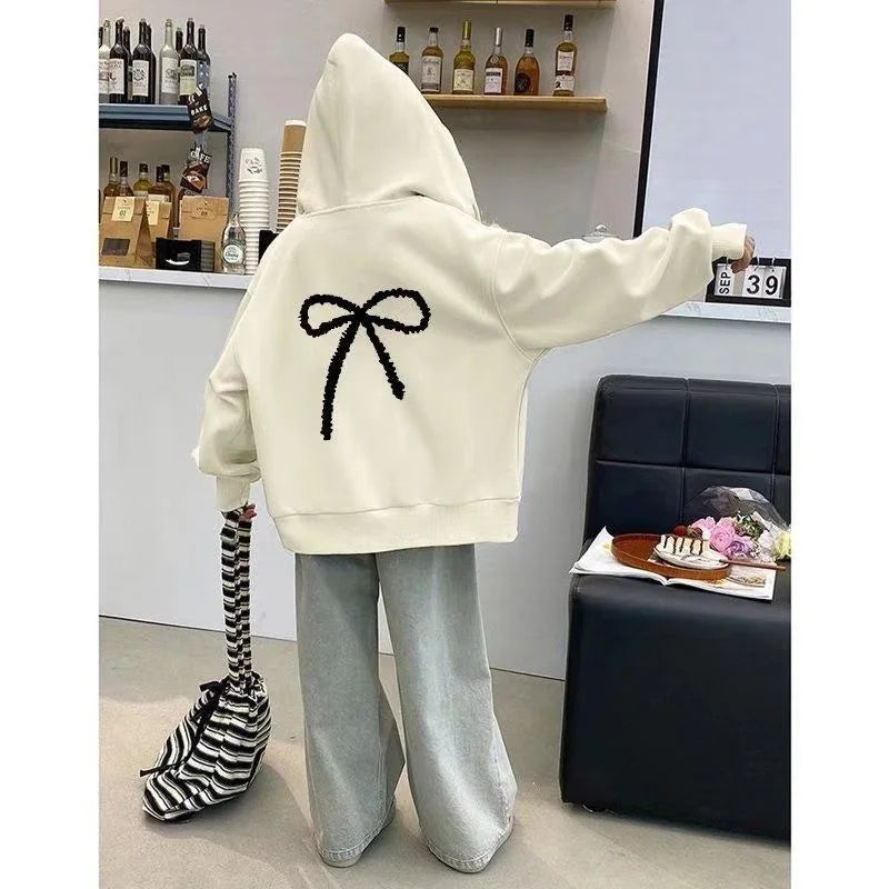 Girls Casual Jackets New Spring Sweatshirt Coats Autumn Kids Bow Print Thin Zipper Outerwear Teen Sport Clothes 5-14 Years