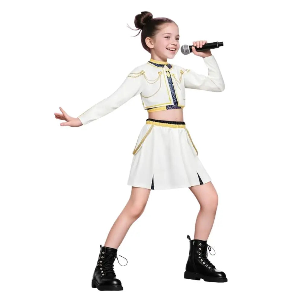 Kids Girls Kpop Rumi Zoey Mira Demon Hunters Cosplay Costume Disguise for Child Printed Clothes Roleplay Halloween Carnival Suit