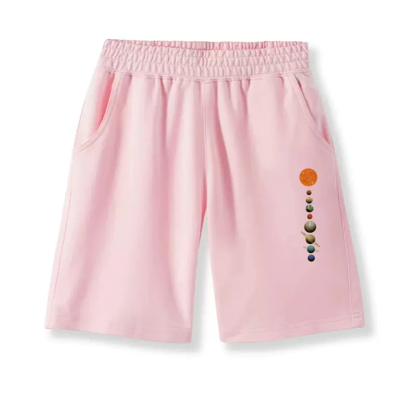 Teen Boys School Sports Shorts Astronaut Cartoon Short Pants Children Summer Cotton Sweatpants Loose Clothes 3-14T