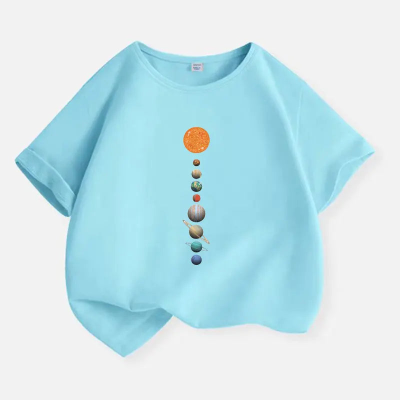 Cosmic Planets T-shirt for Boys Cotton Kids T Shirt Sport Children Casual Clothes Teen Baby Boy Summer Tops 6 8 10 12 Years