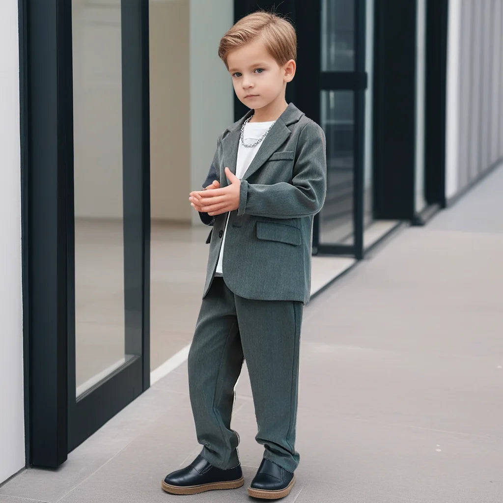 Suits for Boys Spring Autumn Long Sleeve Casual Blazer Jacket Trouser 2pcs School Uniform Teen Kids Clothes Set Children Cosutme