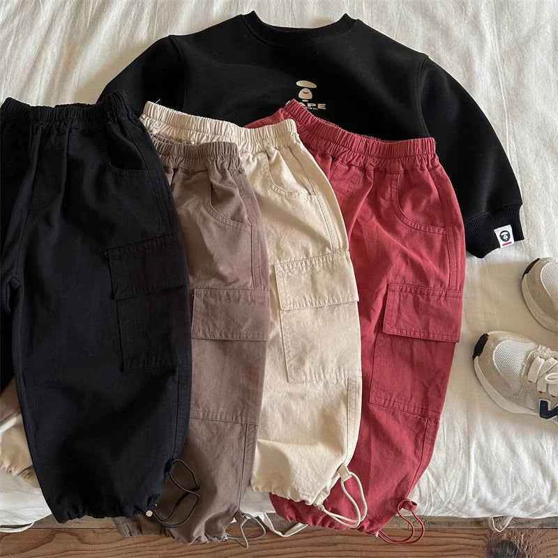 Kids Pants Girdle Overalls Baby Wide Leg Pants Girls Pants Teenage Girls Clothing Cargo Winter Clothes for Boys