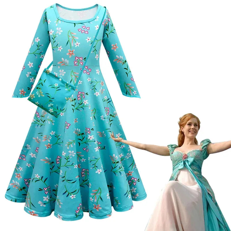 Anime Cosplay Kids Clothes Girls Movie Enchanted 2 Giselle Cosplay Princess Dresses Children Bubble Sleeve Bow Elegant Vest 72th