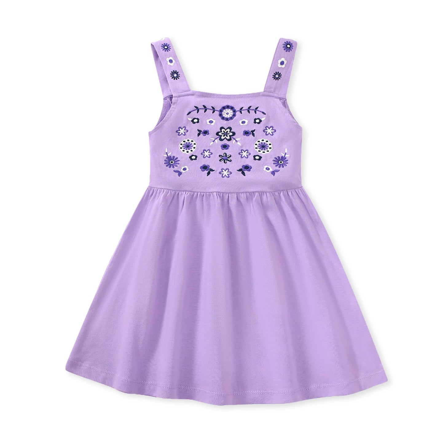 Little maven Summer Dress Toddler Baby Girls Clothes Cotton Purple Embroidery Flowers Sleeveless Dress Children's Clothing