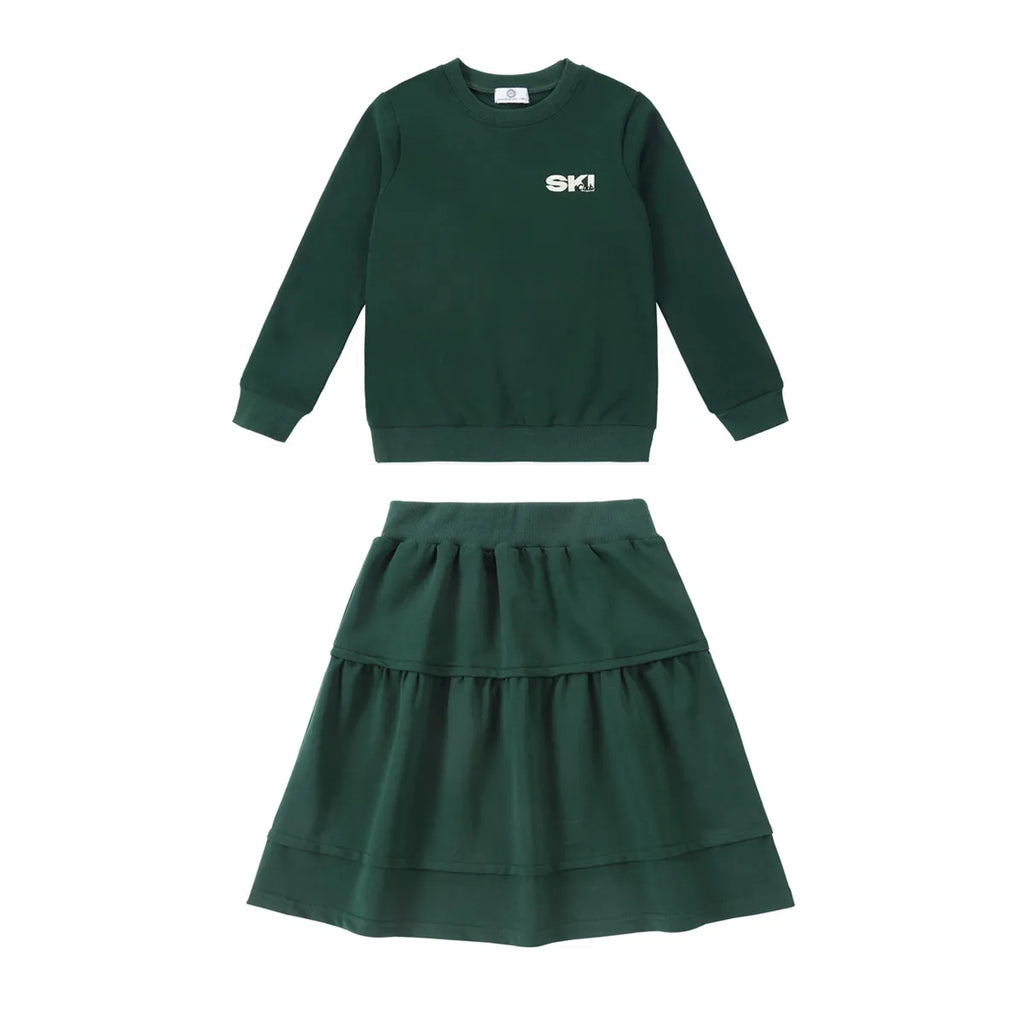 AP 2025 AW Ski collection kids boys girls cotton casual embroideried letter print sporty family matching clothes dress set shirt