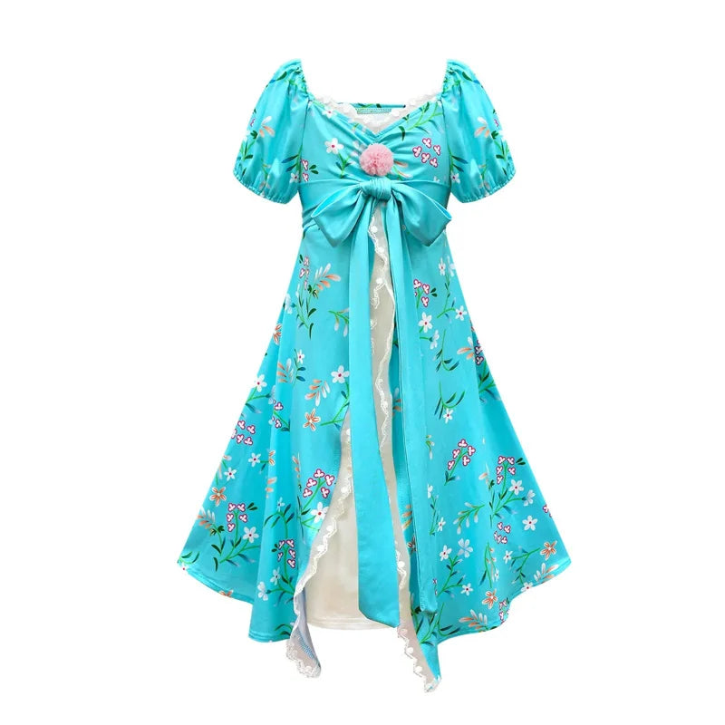 Anime Cosplay Kids Clothes Girls Movie Enchanted 2 Giselle Cosplay Princess Dresses Children Bubble Sleeve Bow Elegant Vest 72th
