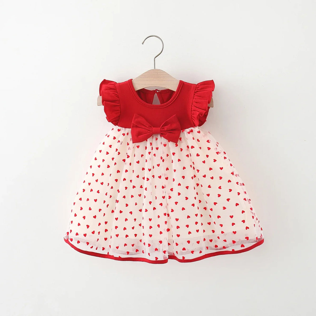 (0-3 Years Old) Summer Baby Girl Bow Flying Sleeves Princess Dress Girl Korean Edition Little Love Birthday Dress