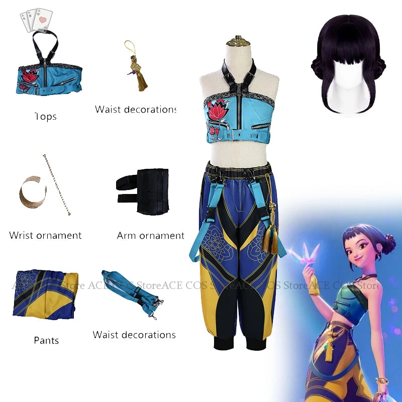 Huntrix K-Pop Mira Rumi Zoey Demon Hunters Stage Cosplay Clothes Costume Wig Halloween Women Girl Group Idol Roleplay Kid Outfit