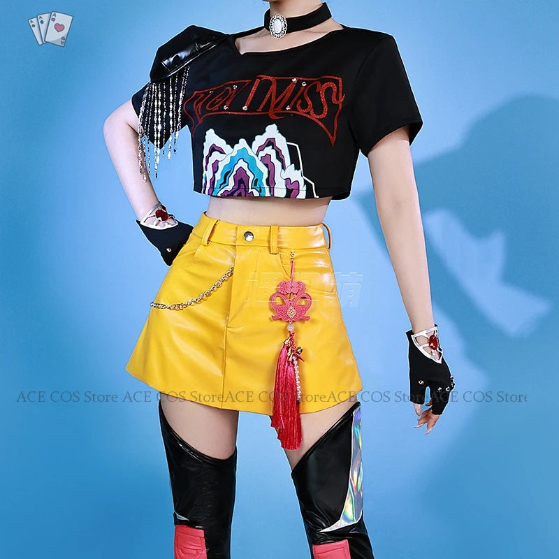 Huntrix K-Pop Mira Rumi Zoey Demon Hunters Stage Cosplay Clothes Costume Wig Halloween Women Girl Group Idol Roleplay Kid Outfit