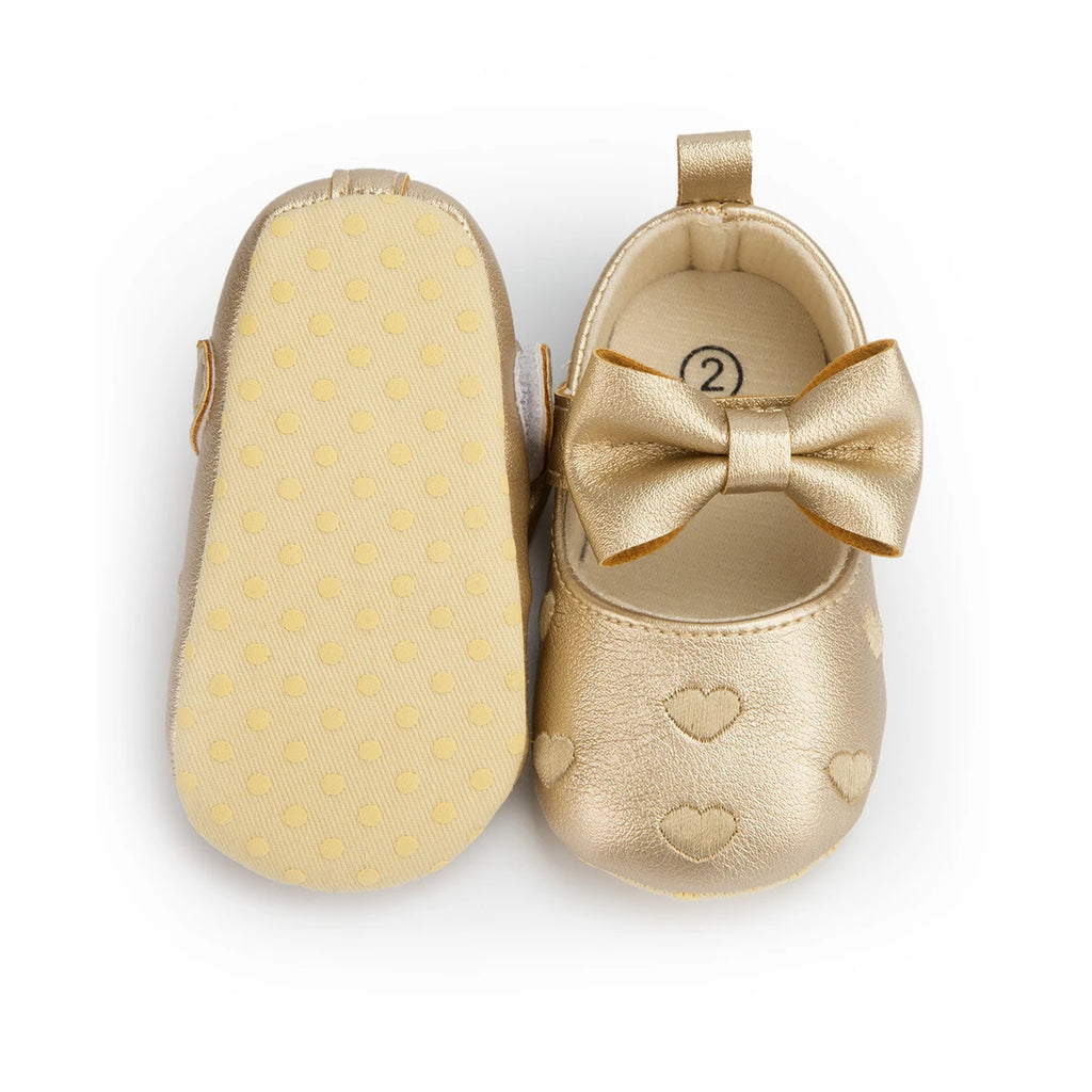 KIDSUN 2021 New Baby Girl Shoes Infant Toddler Princess Dress PU Non-slip Flat Soft-sole Cute Bow-knot First Walkers Newborn