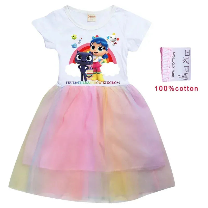 Cosplay True And The Rainbow Kingdom Clothes For Baby Girls Summer Short Sleeve Dresses Kids Cartoon Dress Children Cartoo Anime